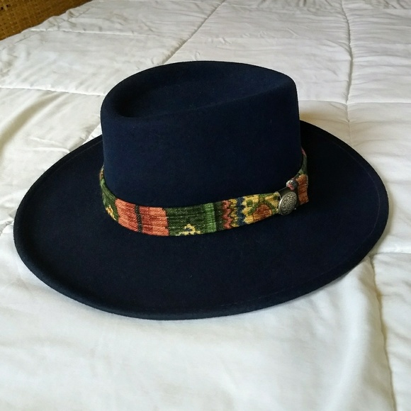 The Scala Collection Accessories - Scala Collection Vintage Navy Wool Western Hat